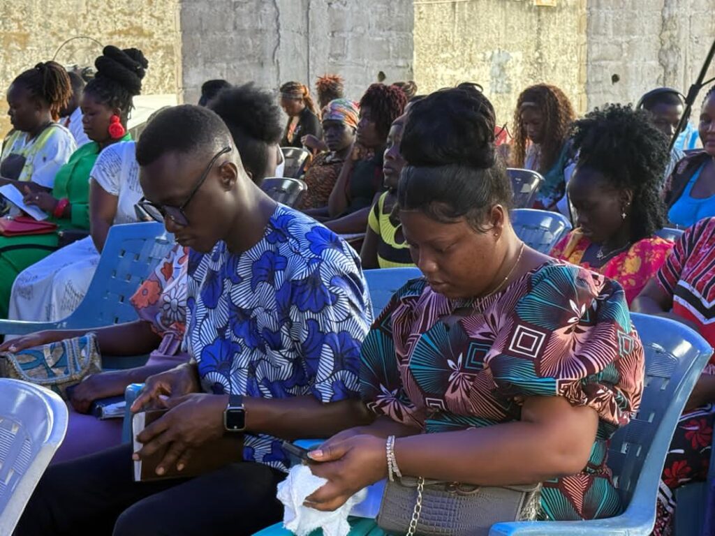 Worshippers at the church in Liberia